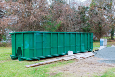 Construction waste debris a building container