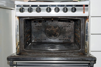 very dirty old oven